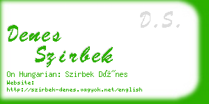 denes szirbek business card